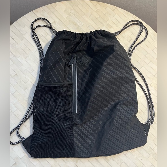 Athleta Handbags - Athleta Black Patterned Drawstring Backpack
